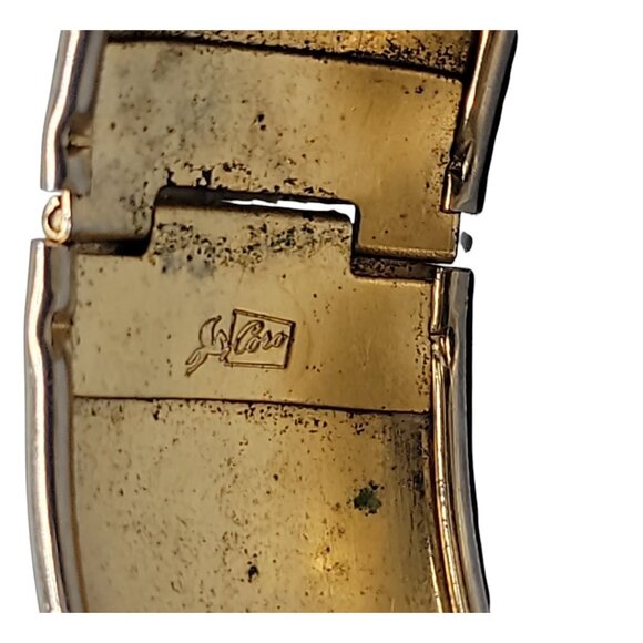 Coro Pegasus Wide Bangle Bracelet W/Safety Chain Gold Tone Vintage Sz 7 .92" - Picture 10 of 14